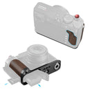 SmallRig L-Bracket with dual-sided wood grip for FUJIFILM GFX100RF camera, Arca-Swiss quick release plate, and full access to controls and compartments.