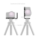 SmallRig L-Shape Mount Plate attached to Sony Alpha 1 II camera showing ergonomic grip and Arca-Swiss quick release design