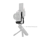 SmallRig L-Shaped Mount Plate with Handle attached to Canon EOS R50 V camera showing ergonomic design and built-in cold shoe mount