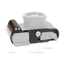 SmallRig L-Shape Silicone Grip for Lumix L10 in black underside with feature labels on a white background