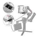 SmallRig Manfrotto Quick Release Plate attached to DJI gimbal with screws and 1/4"-20 threaded hole for tripod and counterweights