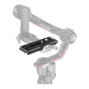 SmallRig Manfrotto Quick Release Plate attached to DJI gimbal with screws and 1/4"-20 threaded hole for tripod and counterweights