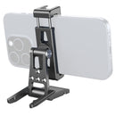 Smallrig Metal Phone Holder with Arca-Swiss support holding a phone horizontally on a tripod mount.