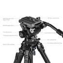 SmallRig x Potato Jet Tribex carbon fibre tripod with quick release plate and adjustable pan, tilt, and damping controls for professional video photography.