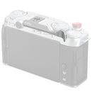 SmallRig Thumb Grip attached to Fujifilm X-M5 camera hot shoe for improved one-handed grip and safety