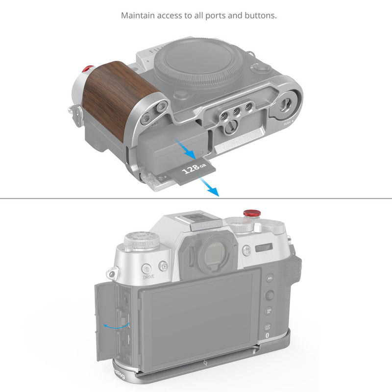 SmallRig Wooden L-Shaped Grip for Fujifilm X-T50 - Black