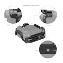 SmallRig Cage for Canon EOS R5 installation steps showing locking mechanism and mounting points