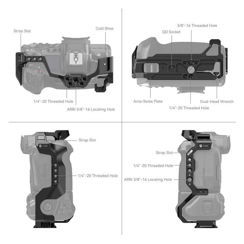 SmallRig Cage for Canon EOS R5 / R6 / R5C / R6 Mark II with BG-R10 Battery Grip