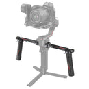 SmallRig Dual Handgrip mounted on DJI gimbal with adjustable NATO rails and accessory mounts