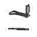 SmallRig Foldable L-Shaped Mount Plate for Sony Alpha 7 series cameras with dimensions and foldable design