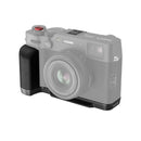 SmallRig L-Shape Grip mounted on FUJIFILM X100VI/X100V camera with silicone pads and Arca-Swiss baseplate