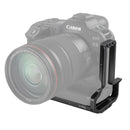 SmallRig L-Bracket attached to Canon EOS R3 camera for secure horizontal and vertical shooting adjustments.