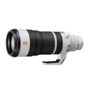 A black and white Sony telephoto zoom lens on a white background