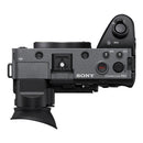 Top view of Sony FX2 Body cinema camera with XLR Handle Unit showing control buttons and dials