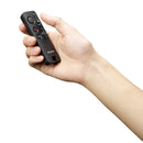 Sony RMT-VP2 wireless remote commander held in hand for camera control via Bluetooth