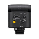 Sony camera flash with control buttons on a white background