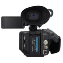 Sony PXW-Z200 professional 4K camcorder with LCD screen, viewfinder, and multiple connectivity ports.