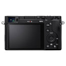 A view of the rear of the Sony RX1R III, showcasing the large LED screen, electronic viewfinder, and controls.