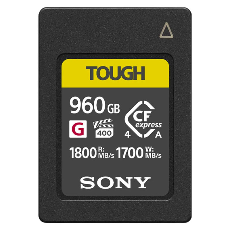 Sony Tough CFexpress Type A 960GB memory card with high-speed 1800MB/s read and 1700MB/s write performance.