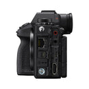 Side view of Sony a1 II Body camera showing ports and textured grip