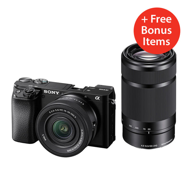 Sony a6100 with PZ 16-50mm f3.5-5.6 II & 55-210mm f3.5-6.3 Mirrorless Kit