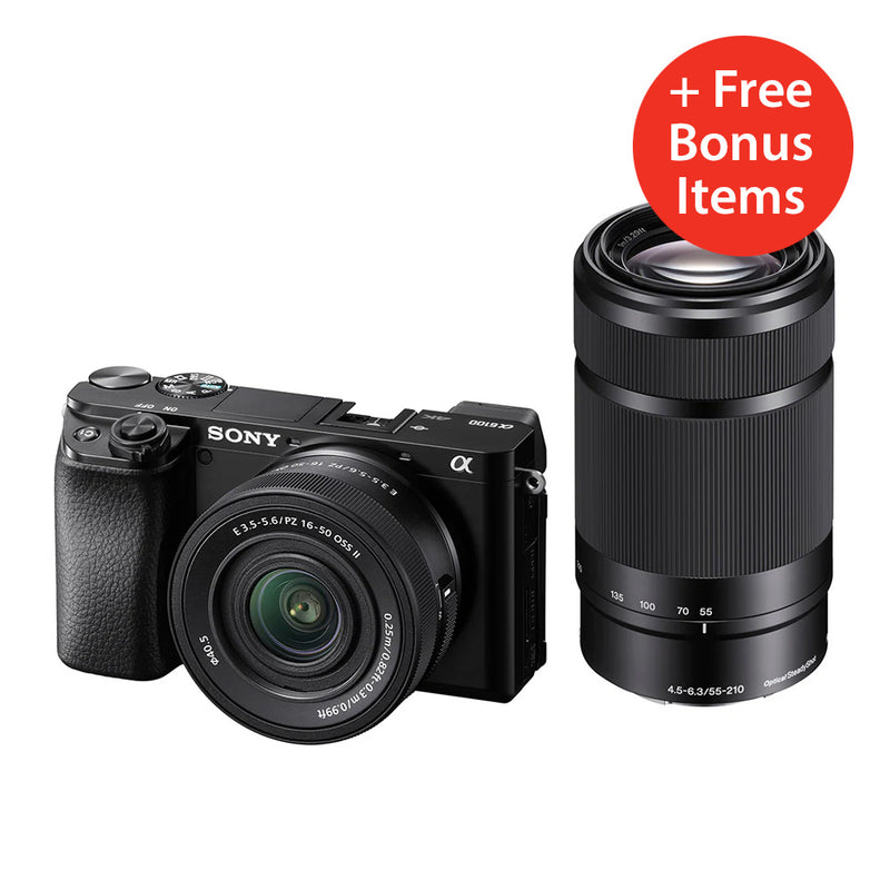 Sony a6100 with PZ 16-50mm f3.5-5.6 II & 55-210mm f3.5-6.3 Mirrorless Kit