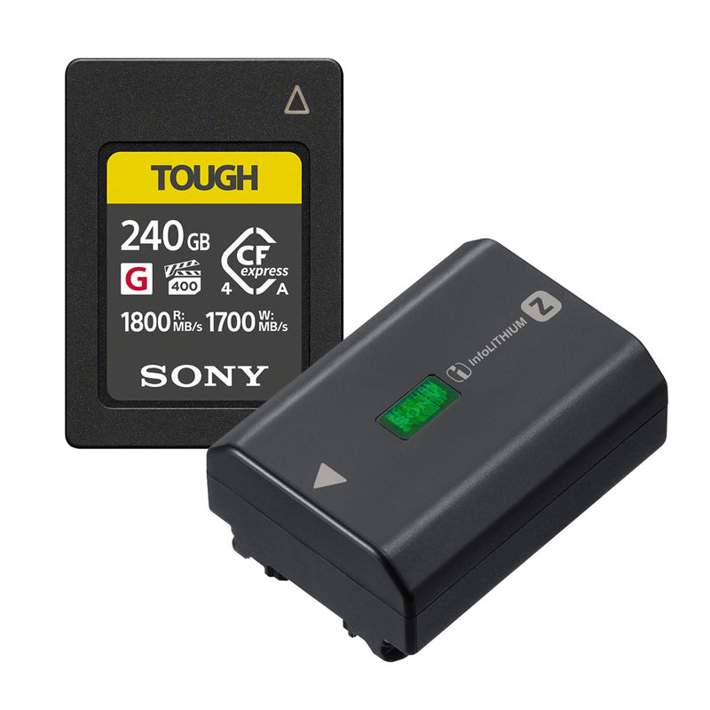 Sony NP-FZ100 Battery with Sony Tough 240GB CFexpress Memory Card