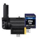 Sony VG-C4EM Vertical Grip with Delkin Prime 256GB SDXC Memory Card and USB 3.2 Card Reader