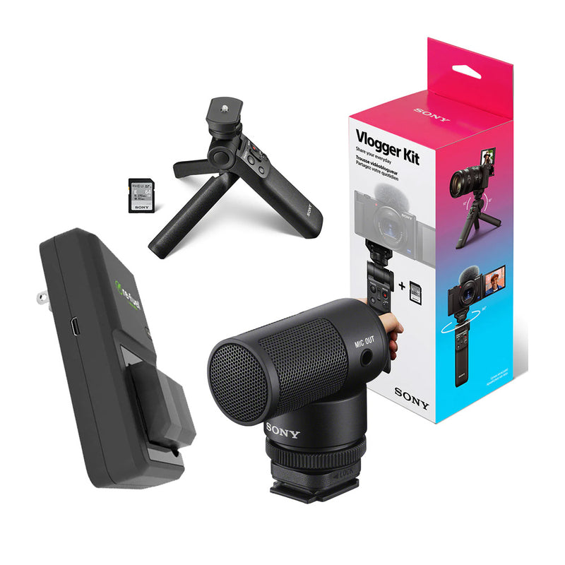 Sony Vlogger Accessory Kit with Sony ECM-G1 Shotgun Microphone and Re-Fuel NP-FZ100 Battery and Charger Kit