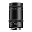 TTArtisan 100mm f2.8 lens with soap bubble bokeh effect for Leica M cameras, aviation aluminum body, and 90mm framing design.
