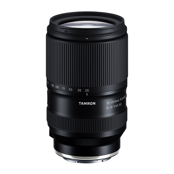 Black Tamron camera lens on a white background
