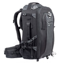 ThinkTank FirstLight 46L+ black expandable backpack for outdoor photographers with padded laptop pocket and durable ballistic nylon bottom