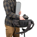 Thinktank Backlight Sprint slim camera backpack with camera and padded insert, open front access, black and gray design
