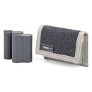 Thinktank Battery Holder 2 in nickel grey compact carrier for DSLR and Mirrorless batteries with durable ripstop material and attachment loop