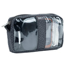 Think Tank Cable Management pouch in blue/clear with clear panels, zippered top, fold-away divider, and durable material for organizing cables and small items
