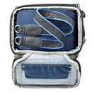 Thinktank Digital Holster 20 v3 open with blue divider and shoulder strap inside for mirrorless camera storage
