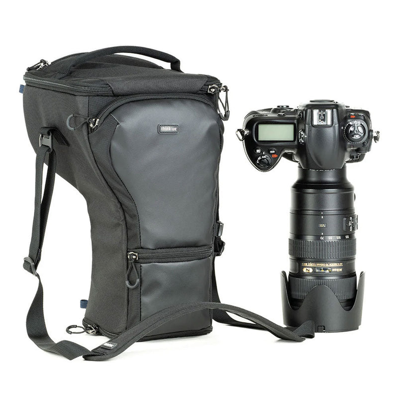 Thinktank Digital Holster 50 v3 camera bag for gripped camera with 70-200mm f/2.8 lens and pop-down hood fit