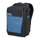 Thinktank Mirrorless Mover Backpack in black and blue, designed for mirrorless camera systems with customizable dividers and front panel access.