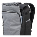 Thinktank Mirrorless Mover Backpack in grey and black with roll-top design and zipper compartments for mirrorless cameras and accessories