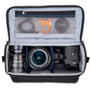 Thinktank Mirrorless Mover 25 v2 camera bag with organized compartments for mirrorless camera, lenses, and accessories in two-tone melange color.