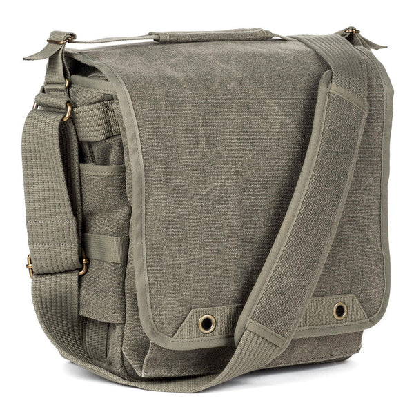 ThinkTank Retrospective 20 shoulder bag in gray with adjustable strap, zippered compartments, tablet and laptop pockets, and minimalist design
