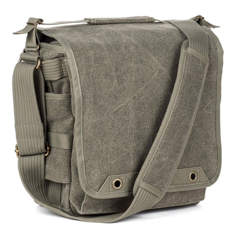ThinkTank Retrospective 20 shoulder bag in gray with adjustable strap, zippered compartments, tablet and laptop pockets, and minimalist design