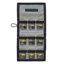 Thinktank SD Pixel Pocket Rocket memory card wallet with 9 ProGrade SD cards organized in transparent pockets