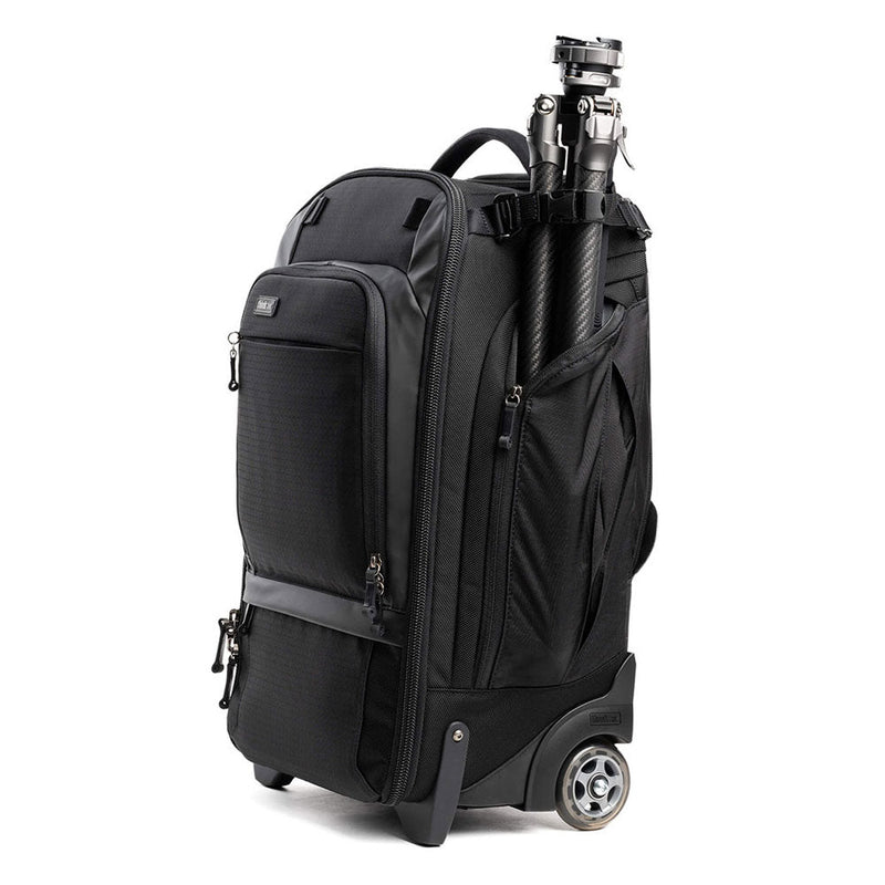 ThinkTank Walker Pro Rolling Backpack with tripod side pockets and durable wheels for photographers