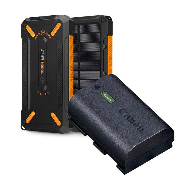 Canon LP-E6NH Battery with Toughtested Solar Power Bank