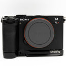 Sony a7CR camera with SmallRig plate on a white background