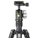 Vanguard Vest GO 204AB aluminum travel tripod ball head close-up with quick-release plate