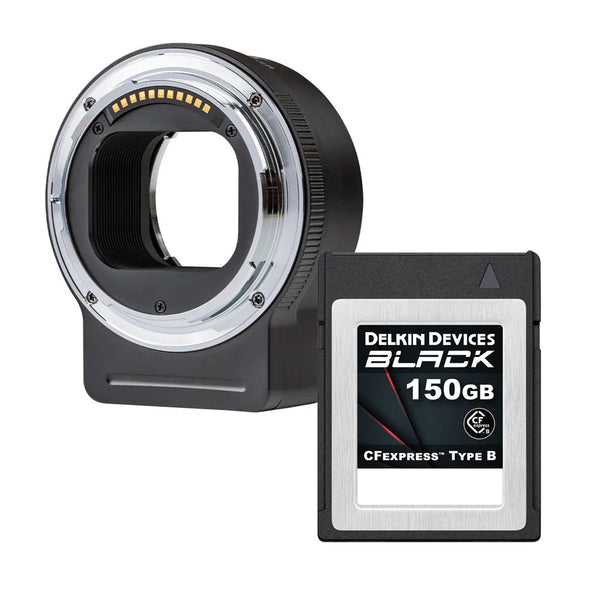 Viltrox NF-Z Lens Mount Adapter with Delkin Black CFexpress 150GB memory card bundle