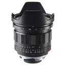 Voigtlander 21mm f1.8 Ultron wide-angle camera lens with sun visor and aperture markings
