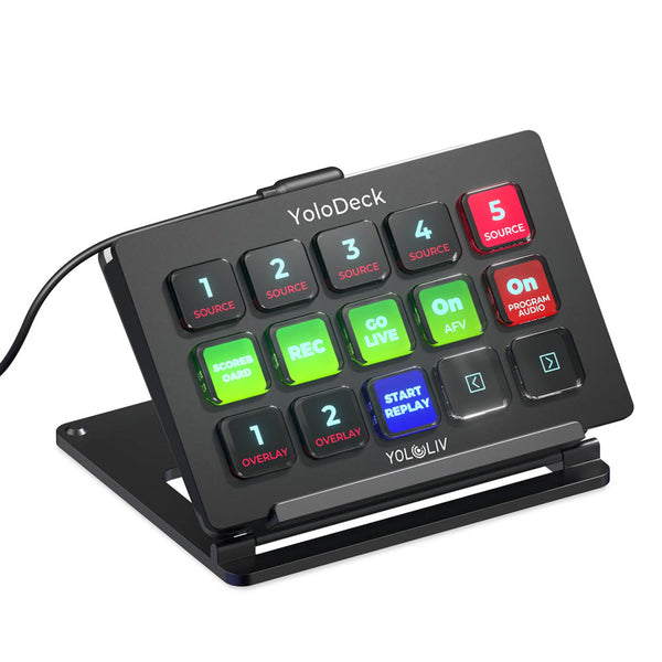 YoloLiv YoloDeck customizable 15-key streaming controller for YoloBox with tactile LCD buttons and multi-page support